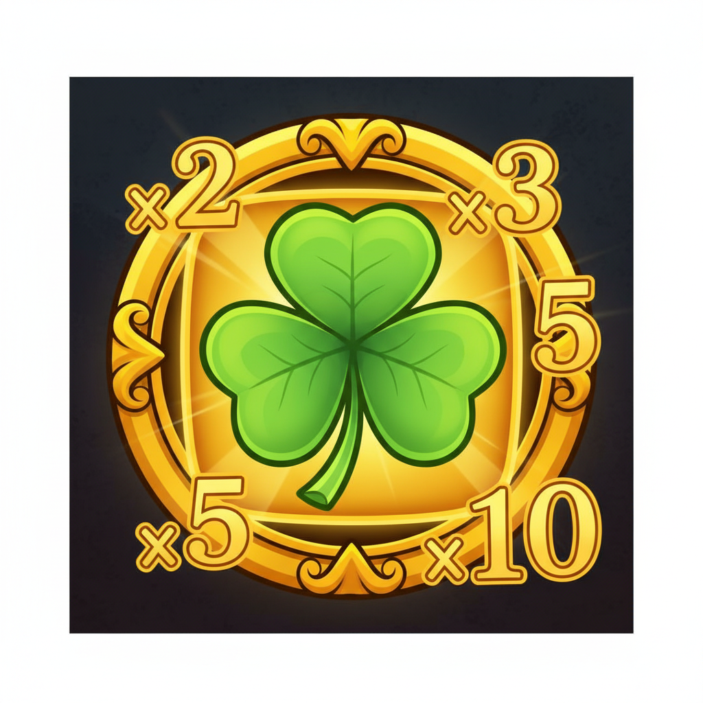 Four Leaf Clover-symbol i Le Bandit – grön fyrbladig klöver som multiplicerar intilliggande mynt med x2 till x10