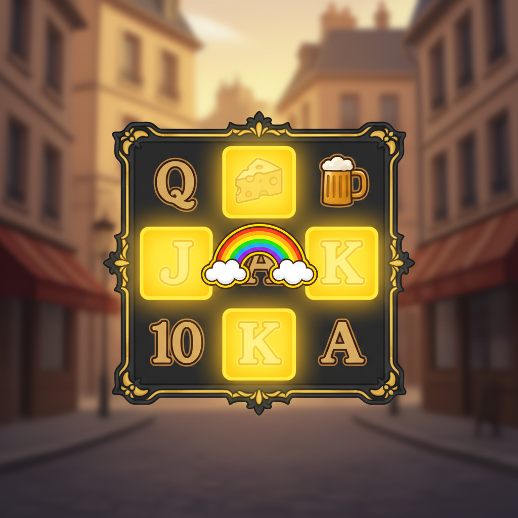 Golden Squares i Le Bandit – guldgula glödande rutor på spelplanen som väntar på Rainbow-aktivering