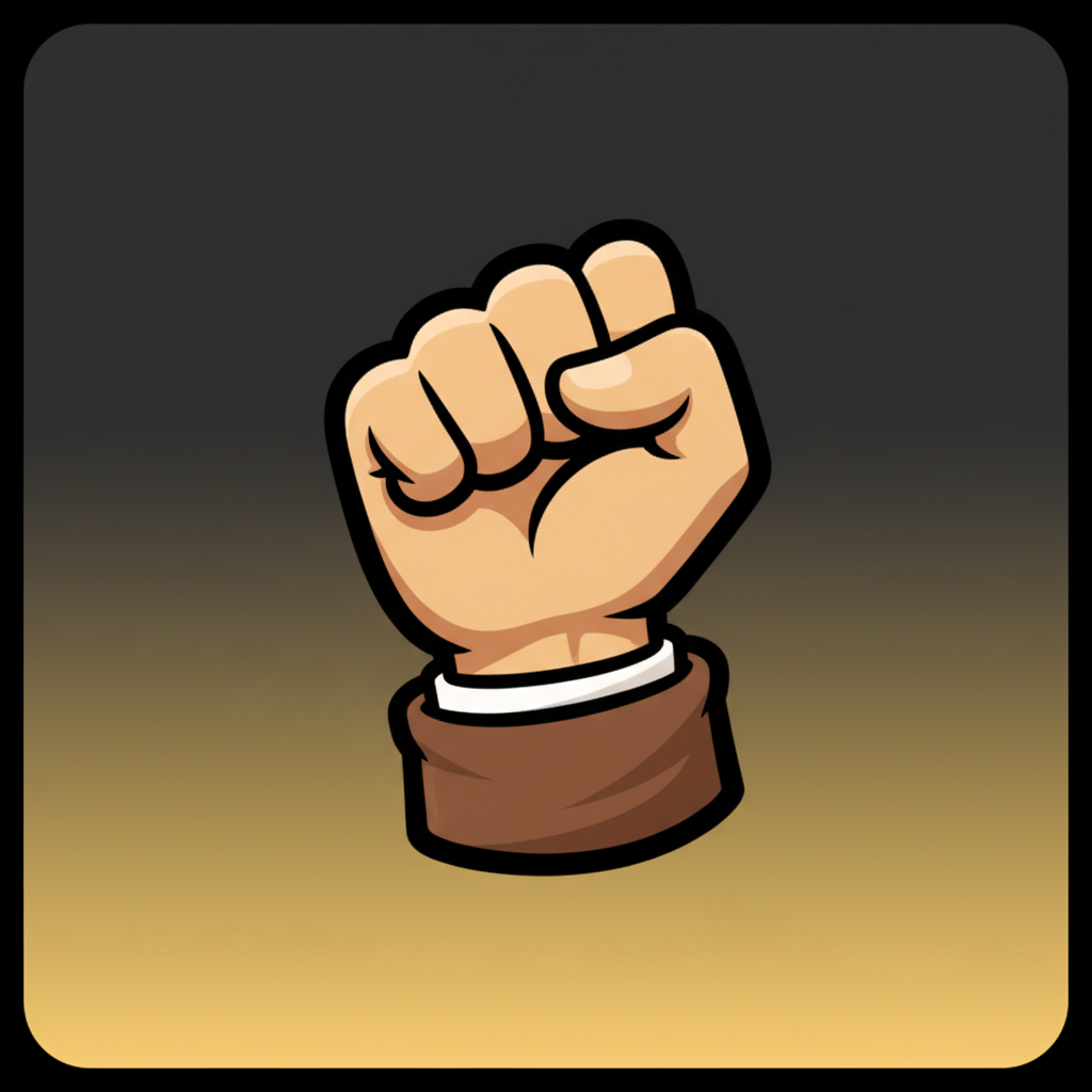 Knytnäve-symbol i Le Bandit – knuten näve med beige skintone och brun manschett