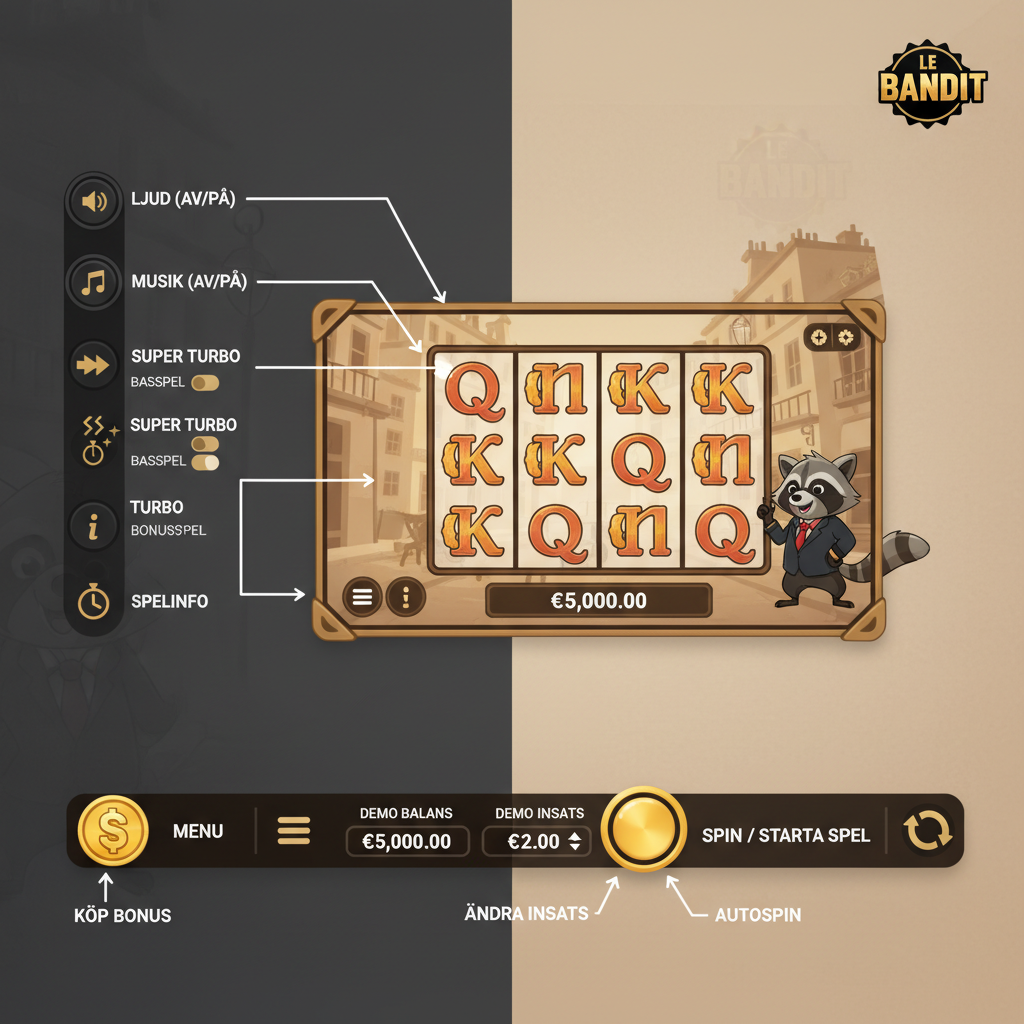 Le Bandit spelkontroller och knappar förklarade