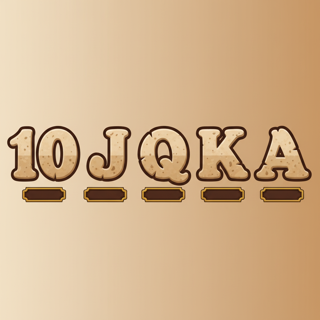 Lågt betalande kortsymboler i Le Bandit – 10, J, Q, K och A i beige och brun stil