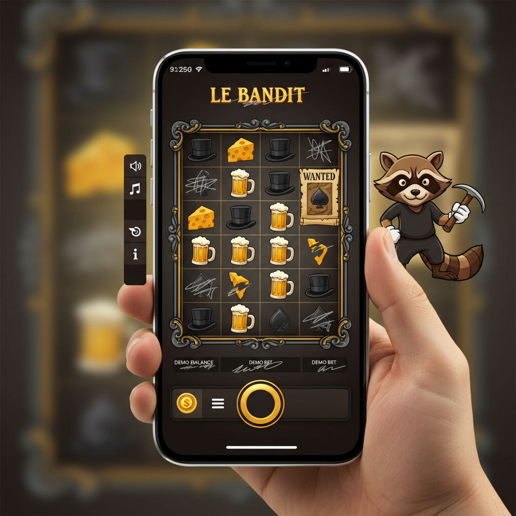 Le Bandit på en smarttelefon – mobilversion av Hacksaw Gamings slotspel för svenska spelare