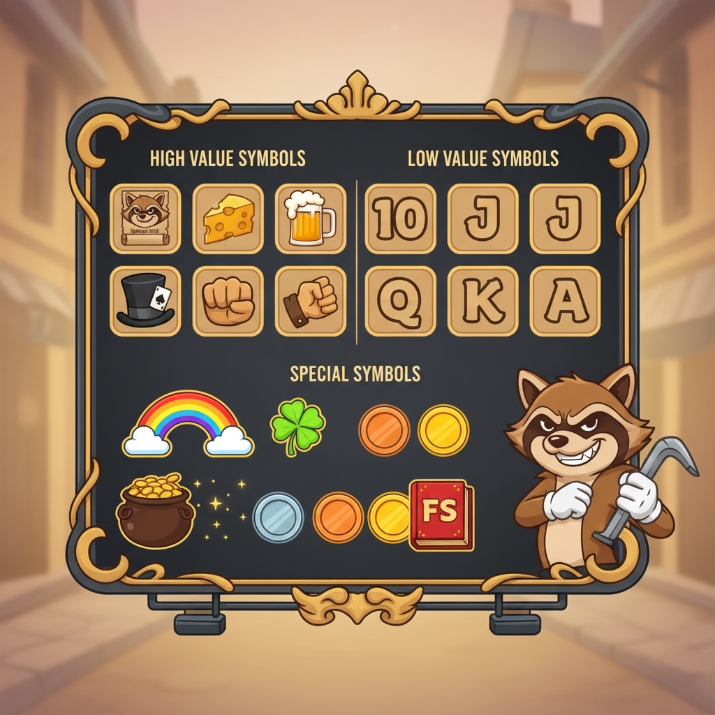 Le Bandit utbetalningstabell — alla symboler och multiplikatorer