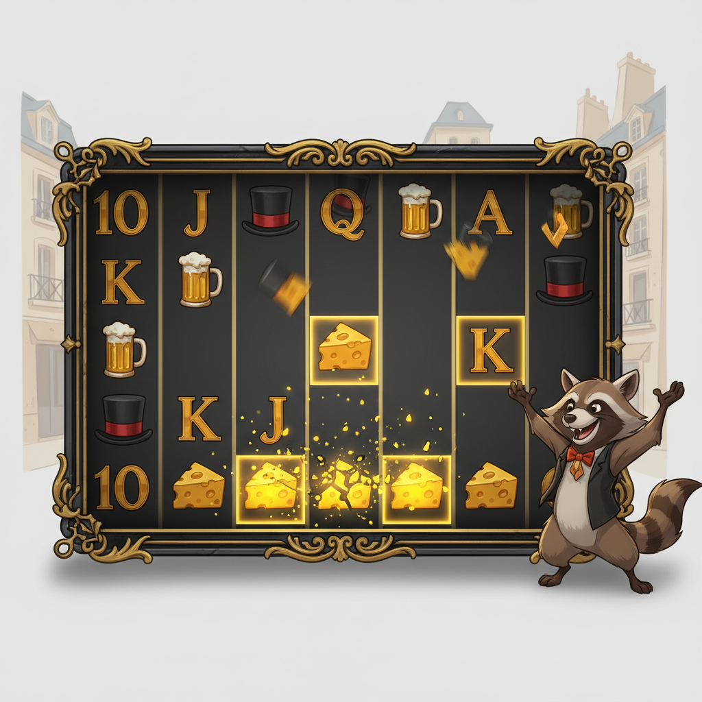 Super Cascade i Le Bandit – vinnande symboler tas bort och nya faller ner för att bilda nya vinstkombinationer