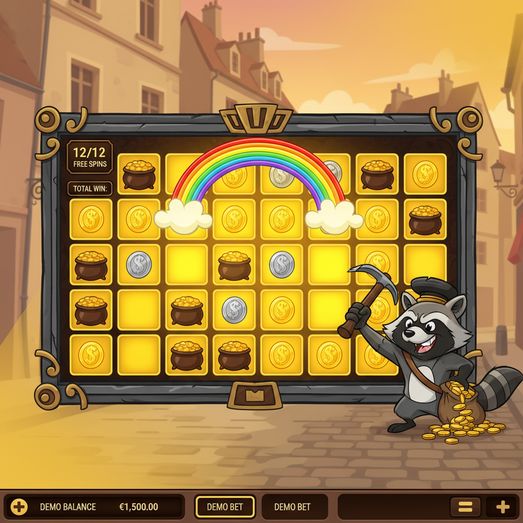 Treasure At the End of the Rainbow-bonus i Le Bandit – garanterad Rainbow varje snurr med 12 free spins och beständiga Golden Squares