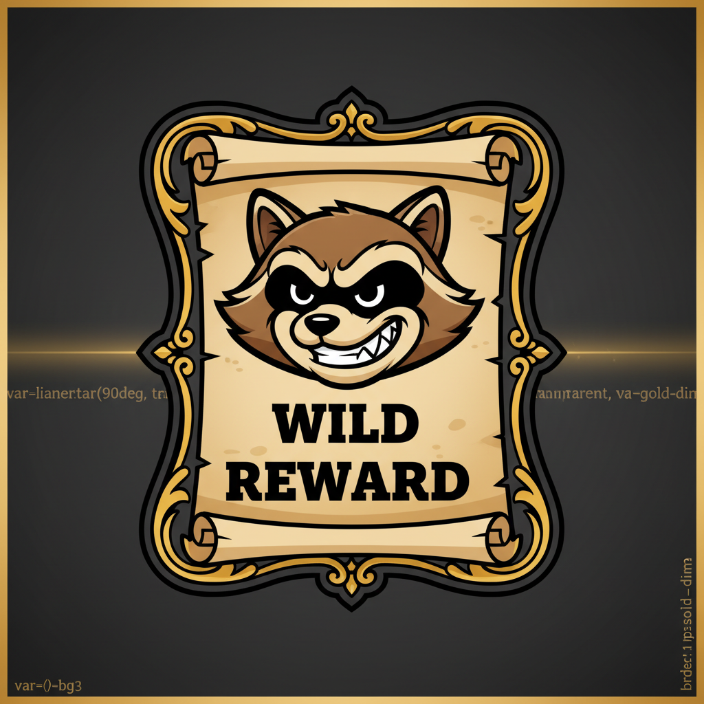 Bandit Wild-symbol i Le Bandit – tvättbjörnens ansikte på eftersökt-affisch med texten WILD REWARD