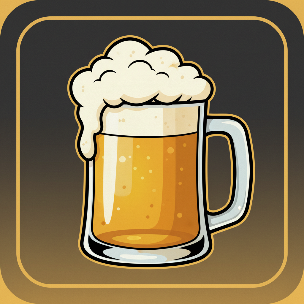 Ölsejdel-symbol i Le Bandit – frothy ölglas med skummande öl och klart glas